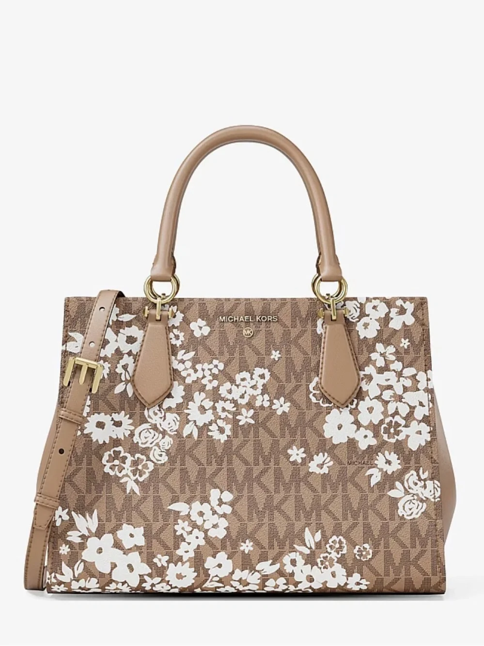 MICHAEL KORS Marilyn Medium Printed Signature Logo Satchel